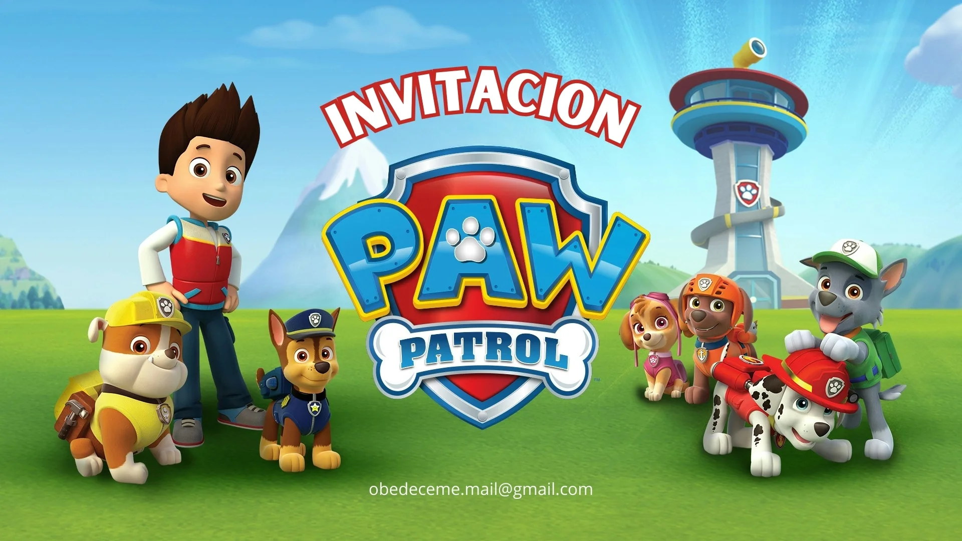 invitacion de cumpleaños de paw patrol digital