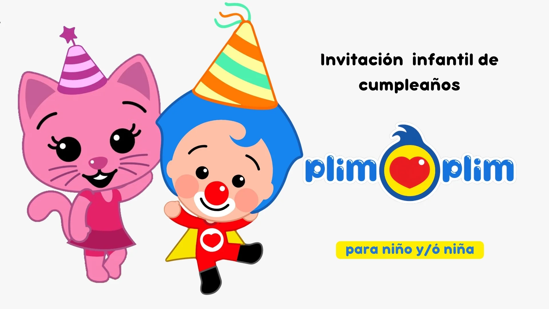 invitacion de cumpleaños para niños y niñas de plim plim